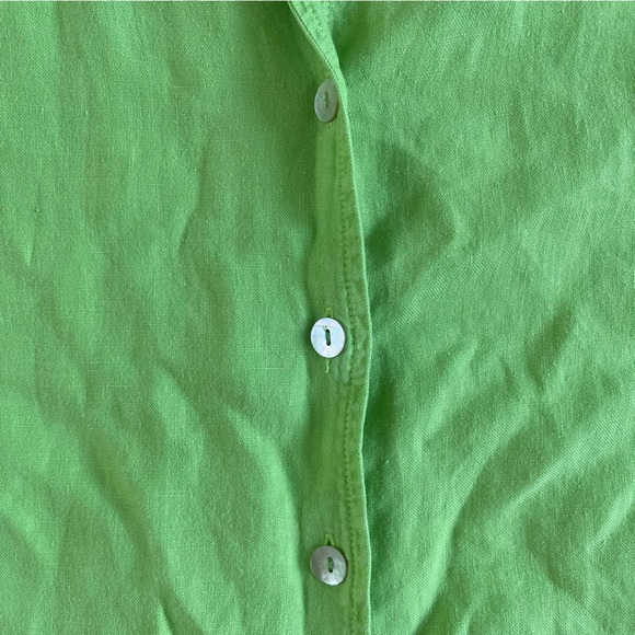 Russ Berens Vintage 100% Linen Short Sleeve Button Down, Green, Size S - Picture 2 of 5